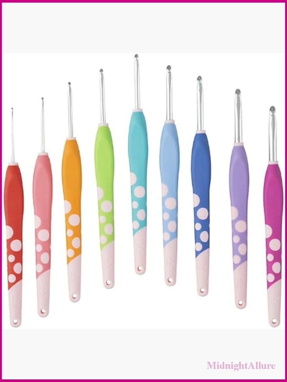 Ergonomic Crochet Hook Set - 9 Color Coded Sizes 2.0-6.0mm